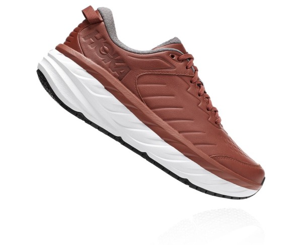 Hoka One One Bondi Sr Mens UK - Brown / White Road Running Shoes - VMPZX0825